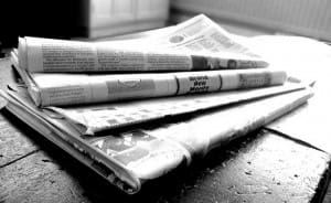 A stack of newspapers